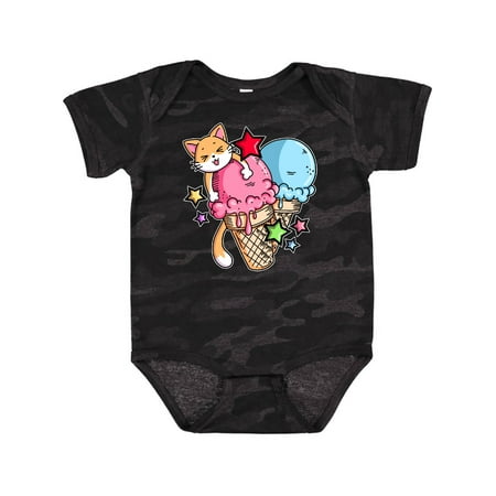 

Inktastic Ice Cream Cones with Orange Cat and Stars Gift Baby Boy or Baby Girl Bodysuit