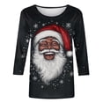 thumbnail image 4 of Women's Christmas Sweatshirts Crew Neck Pullover Sweater Blouses 3/4 Sleeve Tops Xmas Graphic Santa Claus Print Blouse Top Causal Dressy Xmas Holiday Top, 4 of 5