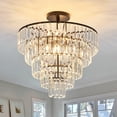 thumbnail image 2 of YYJLX  8-Lights Crystal Bronze Large Chandelier Modern Semi Flush Mount  Fixture Antique Ceiling Lamp for Living Room Dining Room Bedroom Entryway, 2 of 16