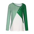 thumbnail image 6 of IROINNID Discount Womens Long Sleeve V-Neck Shirts V- Stripe Color Blocking Printing Recreational Tops,Green, 6 of 8