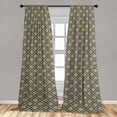 thumbnail image 2 of Geometric Window Curtains, Ethnic Ornamental Abstract Floral Like Shapes Pattern Folk Design, Lightweight Decor 2-Panel Set with Rod Pocket, Pair of - 28"x84", Taupe and Dark Eggshell, by Ambesonne, 2 of 3