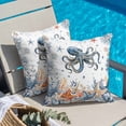 thumbnail image 4 of Throw Pillow Covers, Octopus Coastal 24x24 Pillow Covers for Couch/Sofa/Bed, Summer Beach Coral Starfish Ocean Decorative Square Linen Cushion Pillowcase for Home Decor, 4 of 9