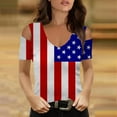 thumbnail image 2 of IROINNID 4th of July T-Shirt For Women Fashion Summer Casual Strapless Blouse Top V-Neck Women Tops 4th Of July, 2 of 5