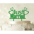 thumbnail image 1 of Couple Wedding Cake Topper Personalized Glitter Green Cake Topper Color Option Available 5-7 Inches Wide, 1 of 1