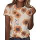 thumbnail image 2 of Fiudx Ofertas de La Semana Mujer Verano Ocio Moda Estampado de Flores Cuello Redondo Manga Corta Top/Camisa, 2 of 4