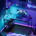 thumbnail image 3 of RSPGAME 41 inch Small L-Shaped Gaming Desk Home Office PC Table with LED Lights, Carbon Fiber Black, 3 of 9