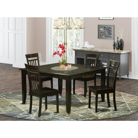East West Furniture PFCA5-CAP-W 5 Piece Dining Room Set-Dinette Table With Leaf and 4 Dinette Chairs