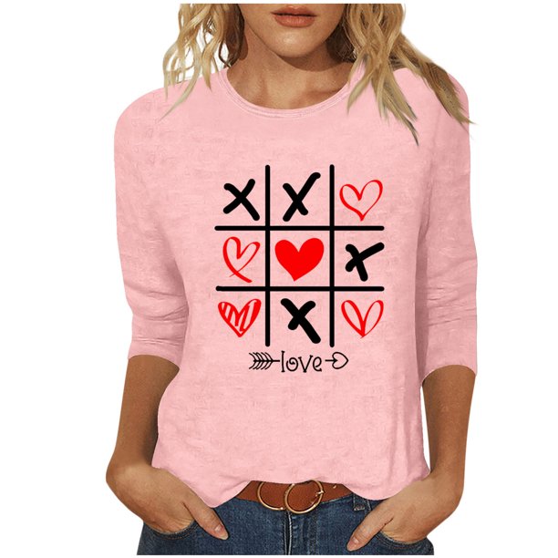 Tops de Cuello Redondo para las Mujeres Moda Impresa 3/4 Mangas Blusa Casual Top, Estante de Imitación