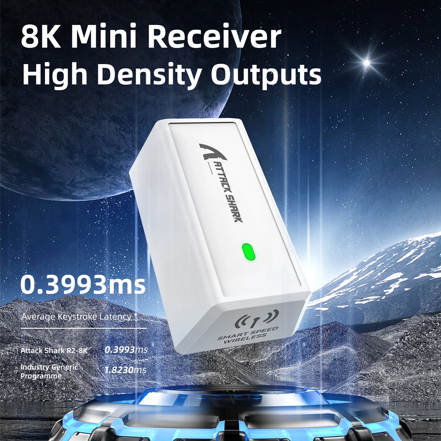 ATTACK SHARK R6 Ultralight 39g Wireless 8K PAW3950MAX Gaming Mouse, Nordic 52840 Chip, DPI up to 42000, 8000Hz Polling Rate, Ice-feeling Coating