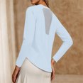 thumbnail image 4 of TEAJOPSUU Women's Sun Protection Long Sleeve Shirts Relaxed Fitted Long Sleeve Crew Neck Mesh Back Top Casual Stretch Workout Athleisure Tops Light Blue, 4 of 9