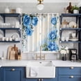 thumbnail image 2 of Blue Flower Spring Kitchen Curtains 63 Inch Length, Rose Leaves Garden Pastoral Retro Grommet Top Bedroom Living Room Curtains, Light Filtering Cafe Curtain Drapes 2 Panels Set 84''x63'', 2 of 9