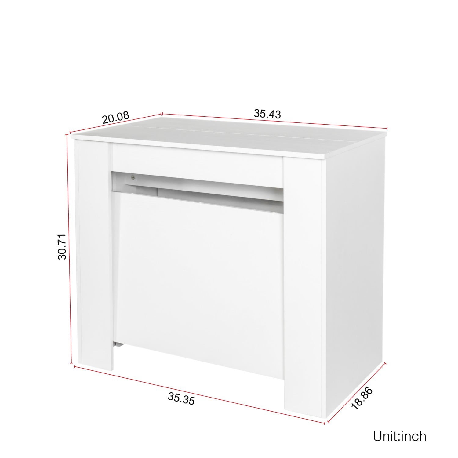 Multifunctional Extendable Console Table, 118.11" Large Expandable Dining Table with Storage Extension Design, Modern Wood Desk for Dining, Living, Home Office & Small Spaces, White