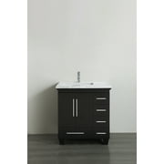 Eviva Loon 30" Long Handles Transitional Espresso Bathroom Vanity with white carrara marble counter-top