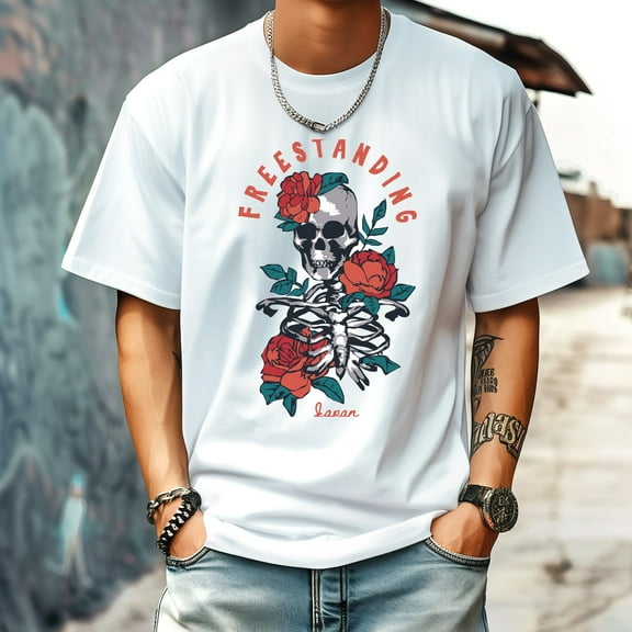 Men's T Shirt Round Neck Patterned Tee Summer New Sports Shirt Vintage Style Gift for Friends XS