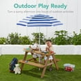 thumbnail image 4 of Wubio Kids Wooden Picnic Table, Outdoor Activity & Dining Table w/Adjustable Collapsible Umbrella, Built-in Seats - Natural/Navy, 4 of 16