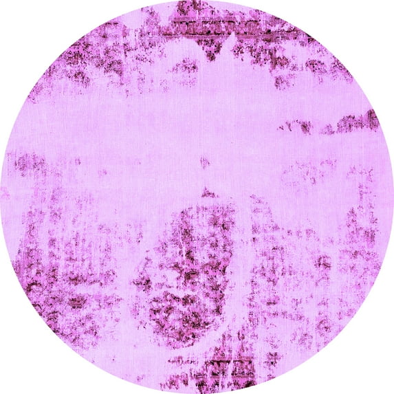 Ahgly Company Indoor Round Abstract Purple Modern Area Rugs, 4' Round