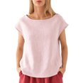 thumbnail image 5 of Linen T Shirts for Women Crew Neck Fashion Casual T Shirts Summer Loose Fit Tops for Travel Dating Commuting reliable, 5 of 6