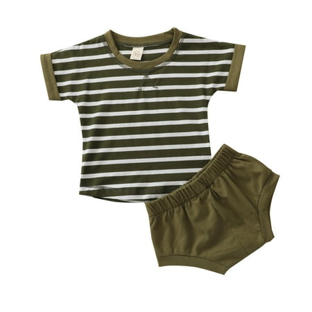 

ZRBYWB Toddler Boy Clothes Short Sleeve Stripe Print T Shirt Tops Shorts Child Kids 2 Piece Outfits Baby Clothes