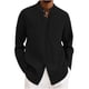 thumbnail image 2 of Ceisia Men's Relaxed Fit Linen Blend Stand Collar Shirt, Solid Color Long Sleeve Casual Button-Up Top Gifts, 2 of 6