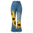 thumbnail image 4 of vigerkar Women's Floral Printed Mid Waist High Stretch Bootcut Jeans Trendy with Pockets Yellow, L, 4 of 4
