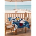 thumbnail image 2 of Outdoor Tablecloth with Umbrella Hole for Patio/Picnic/Party/Camping, 4 of July Waterproof Table Cloth Rectangle Table Cover Washable, Patriotic Blossom Flowers Roses Leaf Blue (60"x 84"), 2 of 9