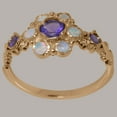 thumbnail image 2 of LBG British Made 18k Rose Gold Natural Amethyst & Opal Womens Engagement Ring - 33 size options - Size 4.5, 2 of 7
