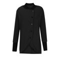 thumbnail image 4 of Lovskoo Winter Coats for Women 2023 Trendy Long Sleeve Button Solid Color Semi-Open Collar Trench Coat Black, 4 of 7