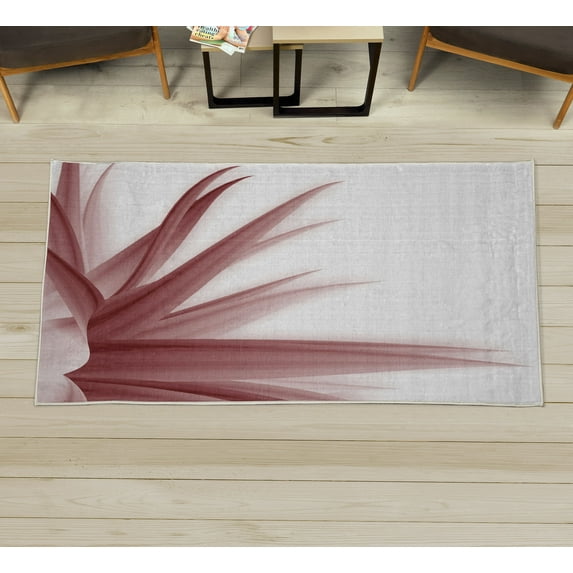 Flower Decorative Rug, Ombre Color Change Style Leaves Water Colored Print Calming Details Image, Quality Carpet for Bedroom Dorm and Living Room, 6 Sizes, Dried Rose, by Ambesonne