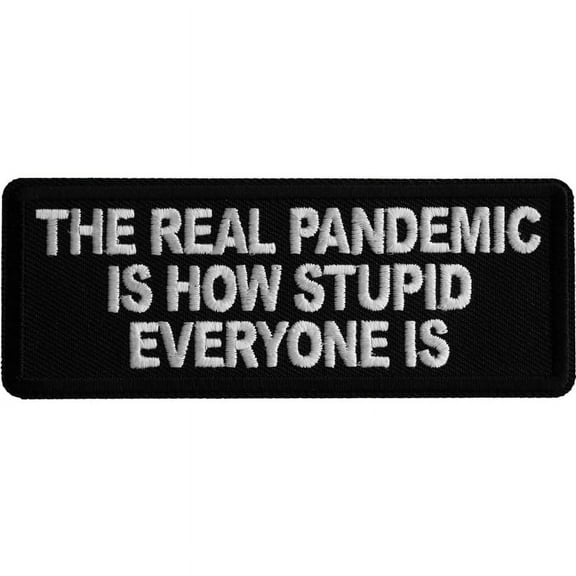Patch, Embroidered Patch (Iron-On or Sew-On), The Real Pandemic Is How Stupid Everyone Is Funny Patch, 4" x 1.5"