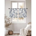 thumbnail image 4 of Navy Blue Botanical Semi Sheer Curtains 45 Inch Length 2 Panels Set, Pastoral Spring Leaves Watercolor Sheer Kitchen Curtain Privacy Voile Window Curtain for Living Room Bedroom Rod Pocket Drapes, 4 of 7