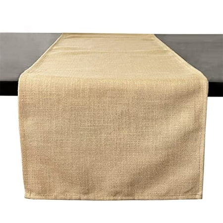 

Fennco Styles Everyday Design Solid Color Table Runner 16 W x 72 L - Plain Beige Table Cover for Home Farmhouse Décor Banquets Family Gathering and Special Occasion