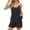 Black, variant on Women's Spring & Summer Round Neck Sleeveless Contrast Color Threaded Casual Suspender Shorts Set, Polyester, Skin Friendly, for Outdoor Activities, Sizes S XXL