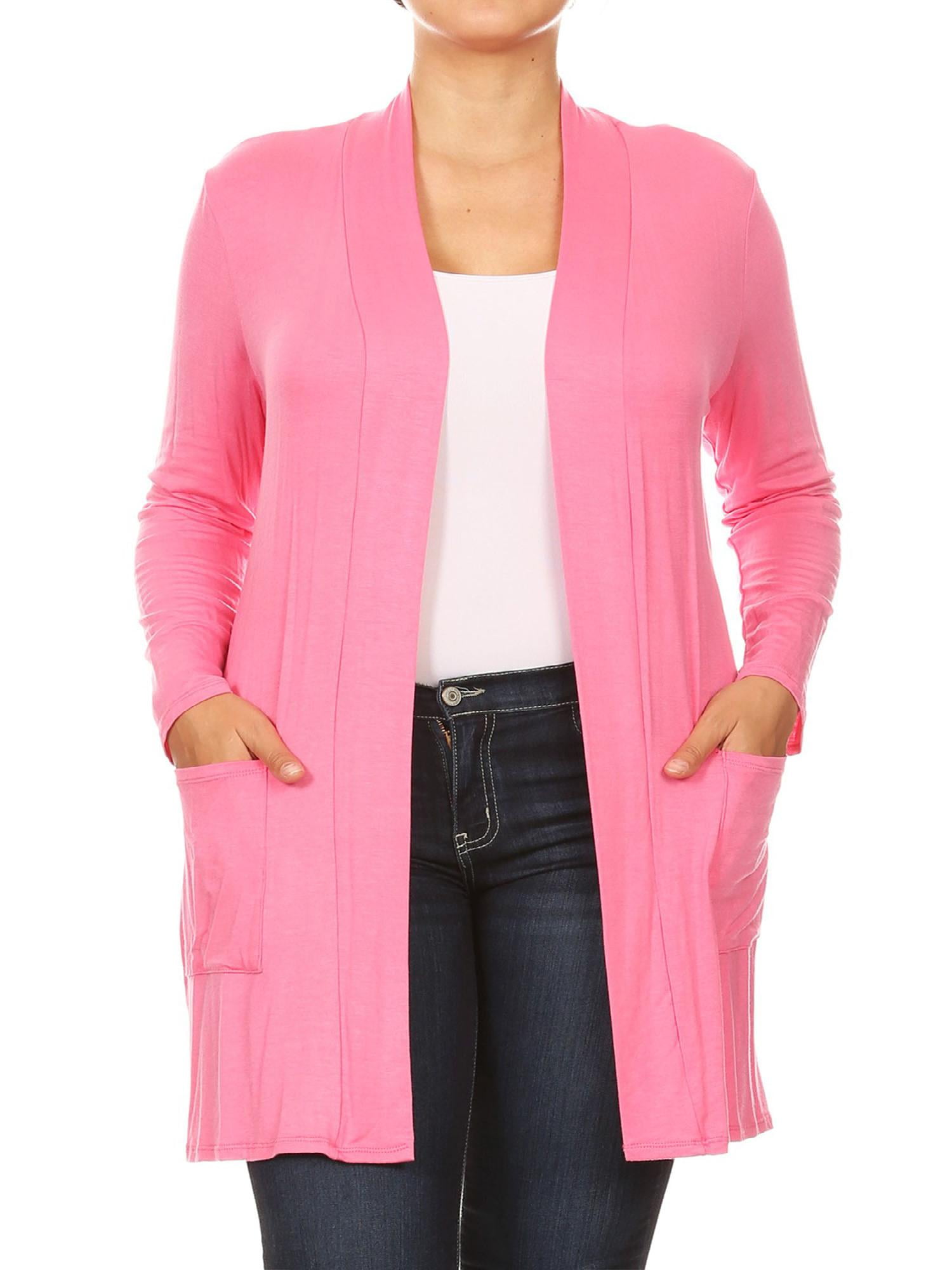 Women's Solid Casual Plus Size Pockets Knit Duster Cardigan Sweater