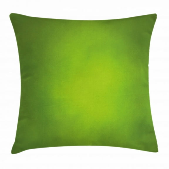 Sage Throw Pillow Cushion Cover, Abstract Green Background with Blurred Color Ecology Growth Woodland Soft Smooth Look, Decorative Square Accent Pillow Case, 18 X 18 Inches, Lime Green, by Ambesonne
