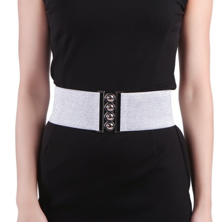 Cotton Elastic Waist Belt - HDE Women's Cinch Belt Elastic Stretch Fashion Waist Band W/ Clasp Buckle XS-5X