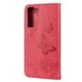 thumbnail image 5 of Feishell Wallet Case for Samsung Galaxy S22+ 5G,Retro PU Leather Butterfly Embossed Pattern Full Protection Anti-Scratch Magnetic Clasp Flip Holder Card Slots & Cash Pocket Phone Cover,Rose, 5 of 6