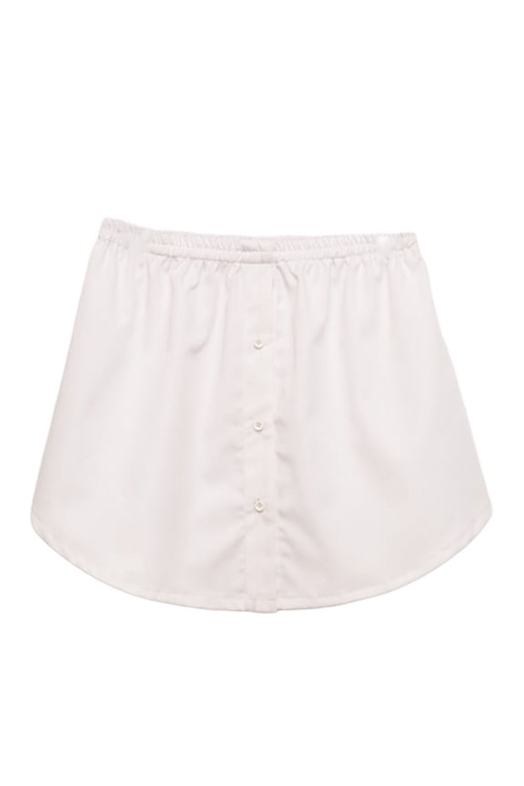 Womens A-Line Flared Curved Fake False Hem Button Down Detachable Waist Skirt