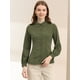 thumbnail image 4 of Camisa con Botones Unique Bargains Blusa de manga larga con cuello Peter Pan Ejercito verde S, 4 of 6