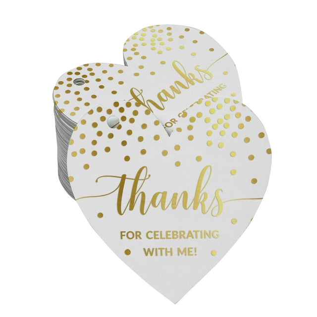 Inkdotpot Thanks For Celebrating With Me Birthday Bottle Tag Real Gold Foil Favor Hang Tags Pack Of 100