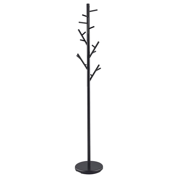 Pemberly Row Contemporary Round Base Coat Rack in Black