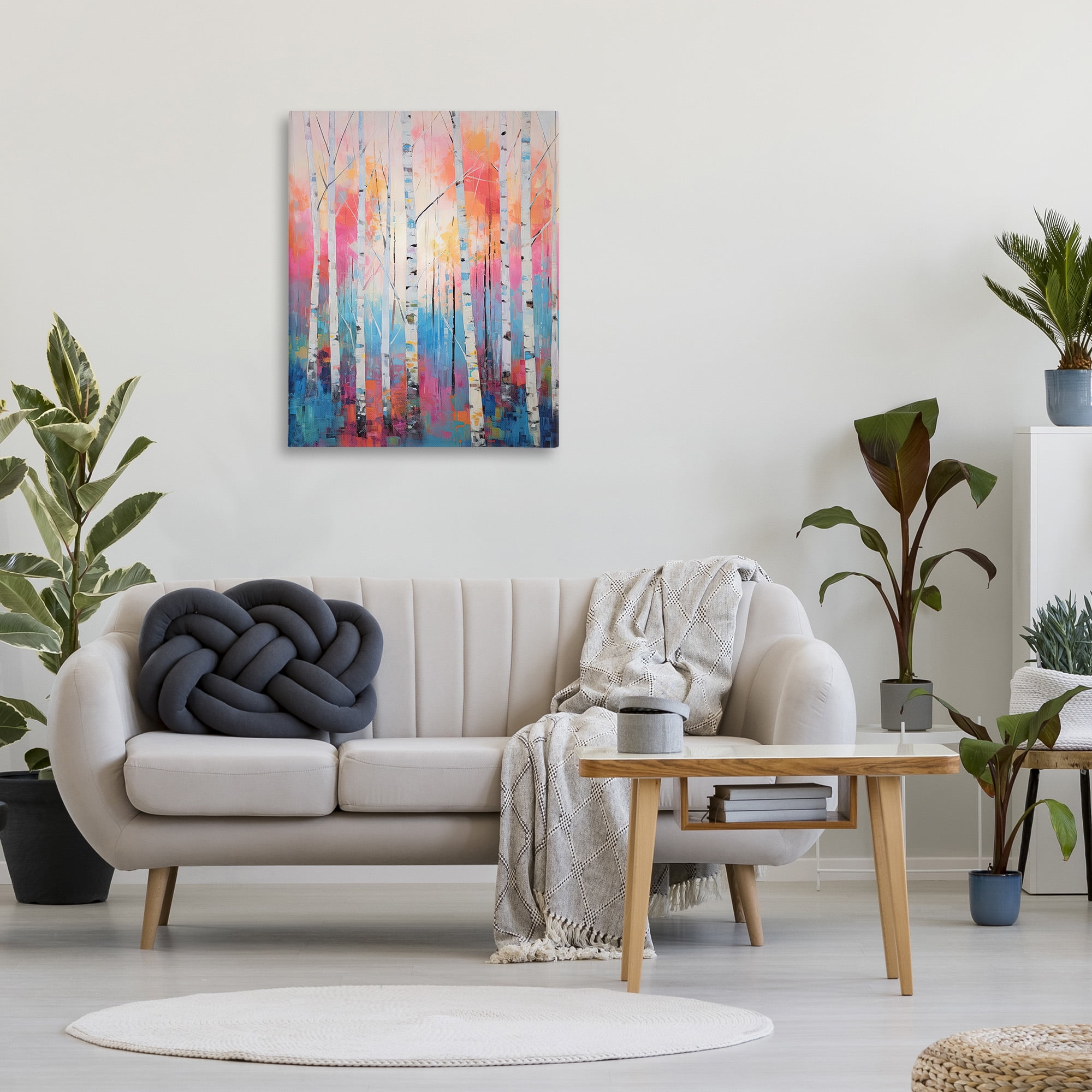 Stupell Industries Modern Hue Birch Forest Landscape Painting Gallery Wrapped Canvas Art Print Wall Art, 30 x 40