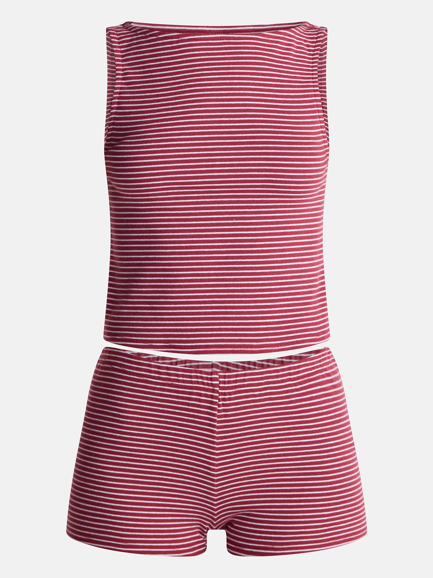 No Boundaries Sporty Striped Tank Top and Shorts Set, 2 Piece, Women's XXS-XXL