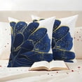 thumbnail image 3 of Navy Blue Gold Outdoor Waterproof Pillow Covers, Abstract Line Art Troditional Ink Painting Decorative Square Throw Pillowcase Sofa Cushion Sham for Patio/Couch/Chair, 18"x18" 2 Pack, 3 of 8