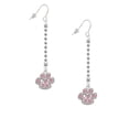 thumbnail image 2 of Delight Jewelry Silvertone Large Paw with Light Pink Crystals - Silver-tone Long Sparkle Dangle French Earrings, 2 of 4