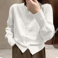 thumbnail image 5 of Cardigan Sweaters for Women Crewneck Button Down Front Long Sleeve Knit Top White Free Size, 5 of 5
