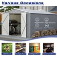 thumbnail image 7 of 8' x 12' Outdoor Storage Shed with Floor Frame, Metal Garden Tool Shed for Backyard Patio Lawn, Securable Double Doors, Weather-Resistant, Grey, 7 of 7