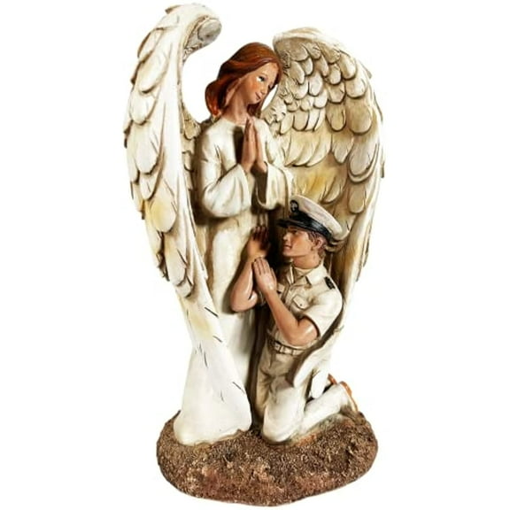 Urbalabs Army Air Force and Navy Fallen Soldier Battlefield Cross Statue Rustic Home Decor Man Cave Office Bedroom Living Room Decor Military Support (Navy Officer)