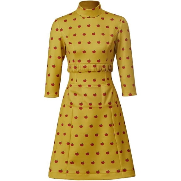 Mr Fox Style Outfit with Mrs Fox Yellow Printed Dress Matching Set for Adults