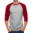thumbnail image 6 of Men's Raglan Baseball Shirts 3/4 Sleeve Tops Regular Fit Casual Basic T-Shirts Light Gray XL, 6 of 8