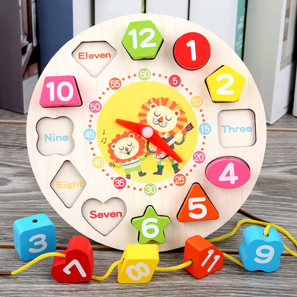 Wooden Puzzle Jigsaw Digital Clock Baby Kids Educational Toy Gift Decora S3 